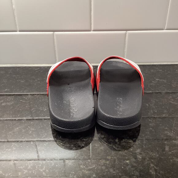 Adidas Kids' Adilette Shower Slip on Slides Casual Summer Red White Size 12 - Picture 6 of 10